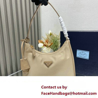 Prada Re-Edition 2005 Re-Nylon and Saffiano Mini Hobo Bag 1NE204 Beige/Gold 2024