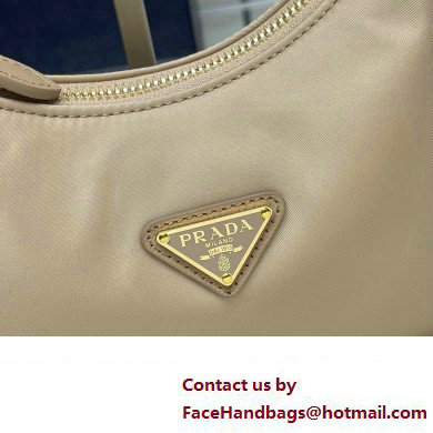 Prada Re-Edition 2005 Re-Nylon and Saffiano Mini Hobo Bag 1NE204 Beige/Gold 2024