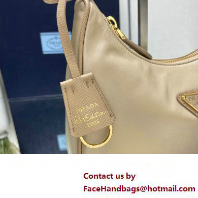 Prada Re-Edition 2005 Re-Nylon and Saffiano Mini Hobo Bag 1NE204 Beige/Gold 2024