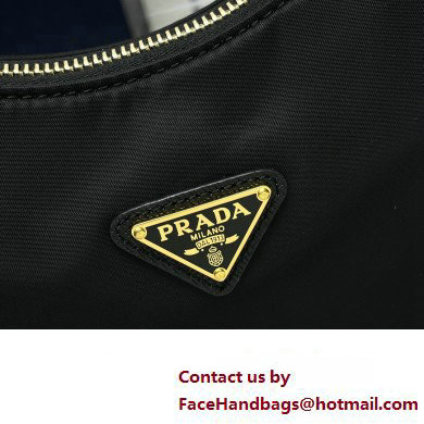 Prada Re-Edition 2005 Re-Nylon and Saffiano Mini Hobo Bag 1NE204 Black/Gold 2024