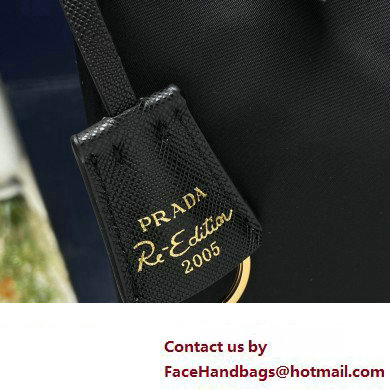 Prada Re-Edition 2005 Re-Nylon and Saffiano Mini Hobo Bag 1NE204 Black/Gold 2024