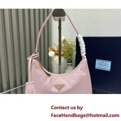 Prada Re-Edition 2005 Re-Nylon and Saffiano Mini Hobo Bag 1NE204 Light Pink/Gold 2024