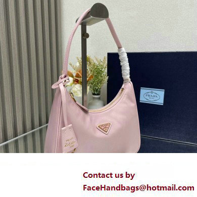 Prada Re-Edition 2005 Re-Nylon and Saffiano Mini Hobo Bag 1NE204 Light Pink/Gold 2024