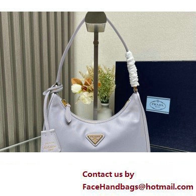 Prada Re-Edition 2005 Re-Nylon and Saffiano Mini Hobo Bag 1NE204 Pale Purple/Gold 2024 - Click Image to Close