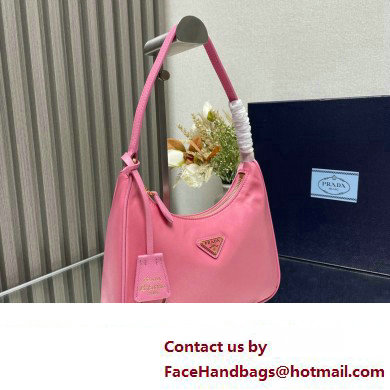 Prada Re-Edition 2005 Re-Nylon and Saffiano Mini Hobo Bag 1NE204 Pink/Gold 2024