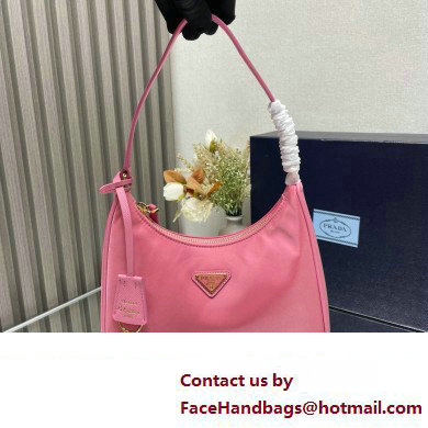 Prada Re-Edition 2005 Re-Nylon and Saffiano Mini Hobo Bag 1NE204 Pink/Gold 2024