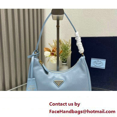 Prada Re-Edition 2005 Re-Nylon and Saffiano Mini Hobo Bag 1NE204 Sky Blue/Gold 2024