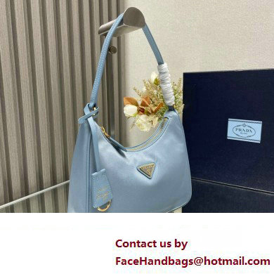 Prada Re-Edition 2005 Re-Nylon and Saffiano Mini Hobo Bag 1NE204 Sky Blue/Gold 2024