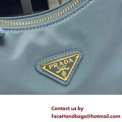 Prada Re-Edition 2005 Re-Nylon and Saffiano Mini Hobo Bag 1NE204 Sky Blue/Gold 2024