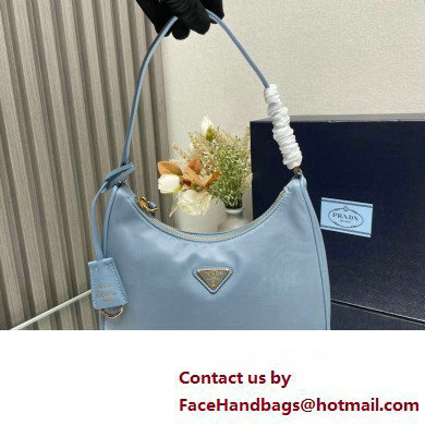 Prada Re-Edition 2005 Re-Nylon and Saffiano Mini Hobo Bag 1NE204 Sky Blue/Gold 2024