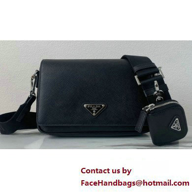 Prada Saffiano leather shoulder bag 2VD059 Black 2023 - Click Image to Close