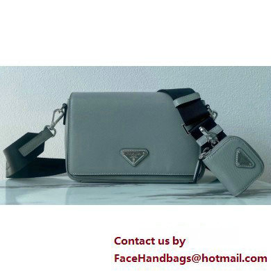 Prada Saffiano leather shoulder bag 2VD059 Gray 2023