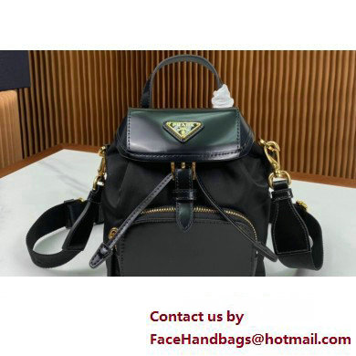 Prada Small Re-Nylon and brushed leather backpack Bag 1BZ075 Black 2024