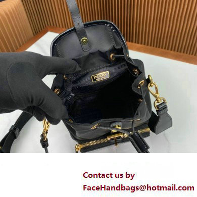 Prada Small Re-Nylon and brushed leather backpack Bag 1BZ075 Black 2024