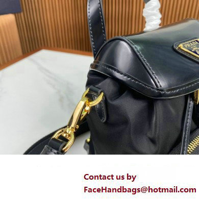 Prada Small Re-Nylon and brushed leather backpack Bag 1BZ075 Black 2024