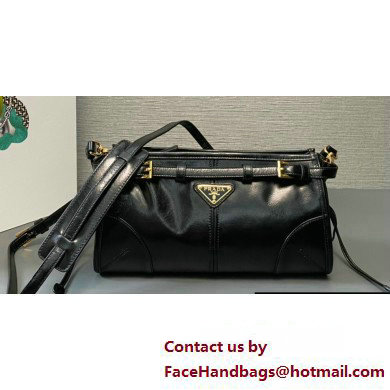 Prada Small leather shoulder bag 1BH215 Black 2024