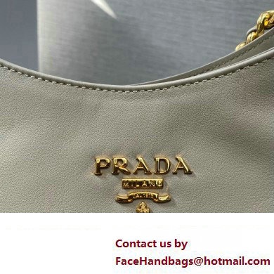 Prada Soft Calfskin Leather Chain Tote Bag 1BA638 Beige/Gold 2024