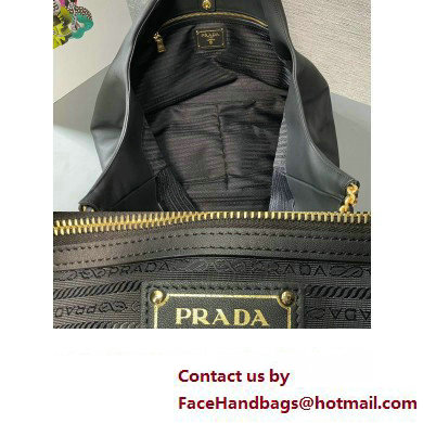 Prada Soft Calfskin Leather Chain Tote Bag 1BA638 Black/Gold 2024