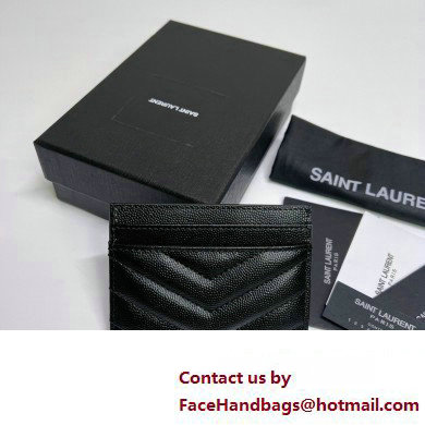 Saint Laurent Cassandre Matelasse Card Case In Grain De Poudre Embossed Leather 423291 Black/Gold