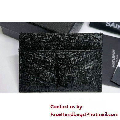 Saint Laurent Cassandre Matelasse Card Case In Grain De Poudre Embossed Leather 423291 Black