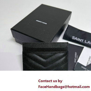 Saint Laurent Cassandre Matelasse Card Case In Grain De Poudre Embossed Leather 423291 Black