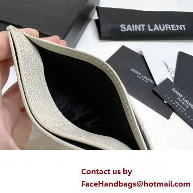 Saint Laurent Cassandre Matelasse Card Case In Grain De Poudre Embossed Leather 423291 Blanc Vintage/Gold