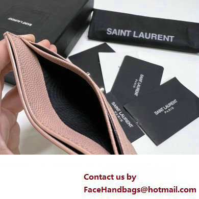 Saint Laurent Cassandre Matelasse Card Case In Grain De Poudre Embossed Leather 423291 Pink/Silver