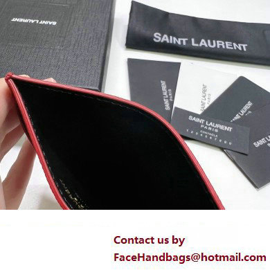 Saint Laurent Cassandre Matelasse Card Case In Grain De Poudre Embossed Leather 423291 Red/Gold