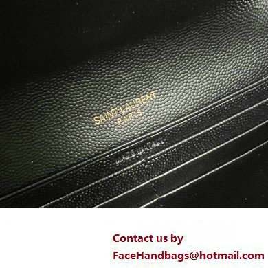 Saint Laurent Cassandre Matelasse Large Flap Wallet In Grain De Poudre Embossed Leather 372264 Black/Gold