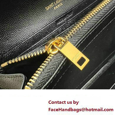 Saint Laurent Cassandre Matelasse Large Flap Wallet In Grain De Poudre Embossed Leather 372264 Black/Gold