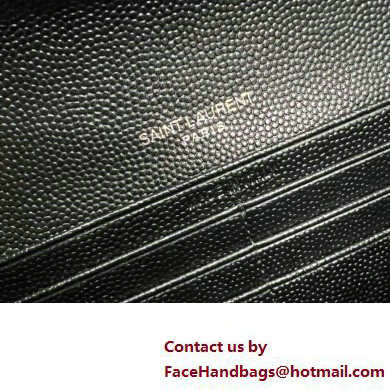 Saint Laurent Cassandre Matelasse Large Flap Wallet In Grain De Poudre Embossed Leather 372264 Black/Silver