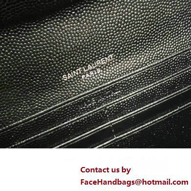 Saint Laurent Cassandre Matelasse Large Flap Wallet In Grain De Poudre Embossed Leather 372264 Black