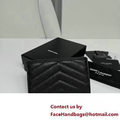 Saint Laurent Cassandre Matelasse Small Envelope Wallet In Grain De Poudre Embossed Leather 414404 Black/Gold