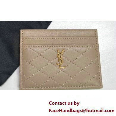 Saint Laurent Gaby Card Case In Quilted Lambskin 703219 Beige - Click Image to Close