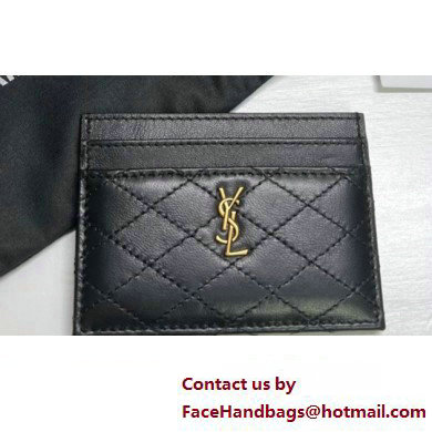 Saint Laurent Gaby Card Case In Quilted Lambskin 703219 Black - Click Image to Close