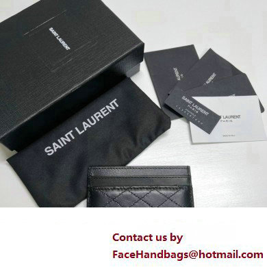 Saint Laurent Gaby Card Case In Quilted Lambskin 703219 Black