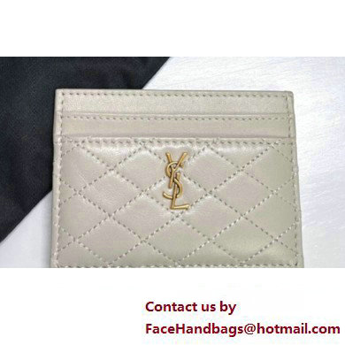 Saint Laurent Gaby Card Case In Quilted Lambskin 703219 Vintage White