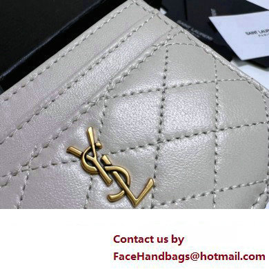 Saint Laurent Gaby Card Case In Quilted Lambskin 703219 Vintage White