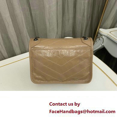 Saint Laurent Niki Baby Bag in Crinkled Vintage Leather 633160 Apricot