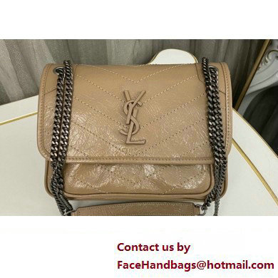 Saint Laurent Niki Baby Bag in Crinkled Vintage Leather 633160 Apricot