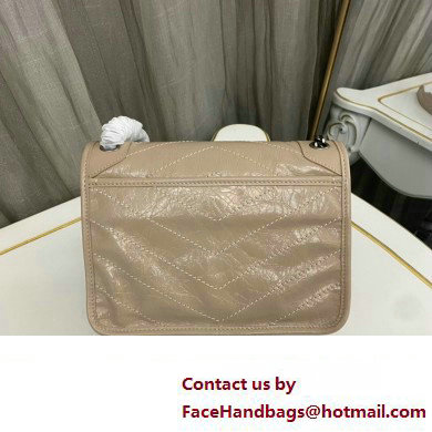 Saint Laurent Niki Baby Bag in Crinkled Vintage Leather 633160 Beige - Click Image to Close