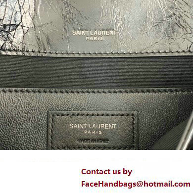 Saint Laurent Niki Baby Bag in Crinkled Vintage Leather 633160 Black/Silver