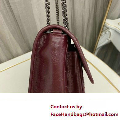 Saint Laurent Niki Baby Bag in Crinkled Vintage Leather 633160 Burgundy