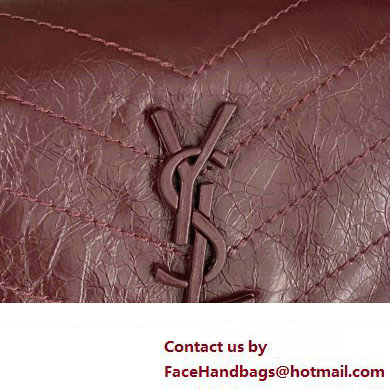 Saint Laurent Niki Baby Bag in Crinkled Vintage Leather 633160 Burgundy