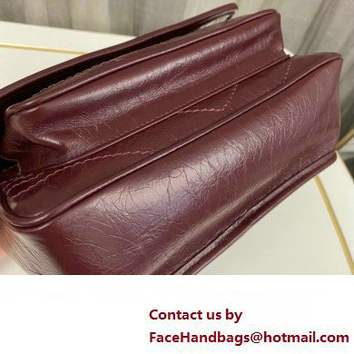 Saint Laurent Niki Baby Bag in Crinkled Vintage Leather 633160 Burgundy