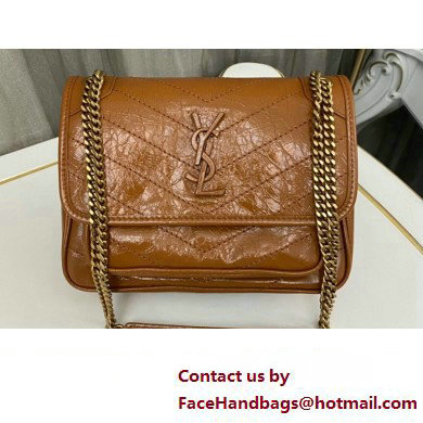 Saint Laurent Niki Baby Bag in Crinkled Vintage Leather 633160 Caramel - Click Image to Close