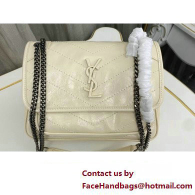 Saint Laurent Niki Baby Bag in Crinkled Vintage Leather 633160 Creamy