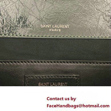 Saint Laurent Niki Baby Bag in Crinkled Vintage Leather 633160 Dark Green