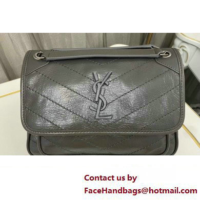 Saint Laurent Niki Baby Bag in Crinkled Vintage Leather 633160 Etoupe