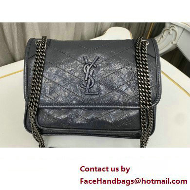 Saint Laurent Niki Baby Bag in Crinkled Vintage Leather 633160 Gray - Click Image to Close